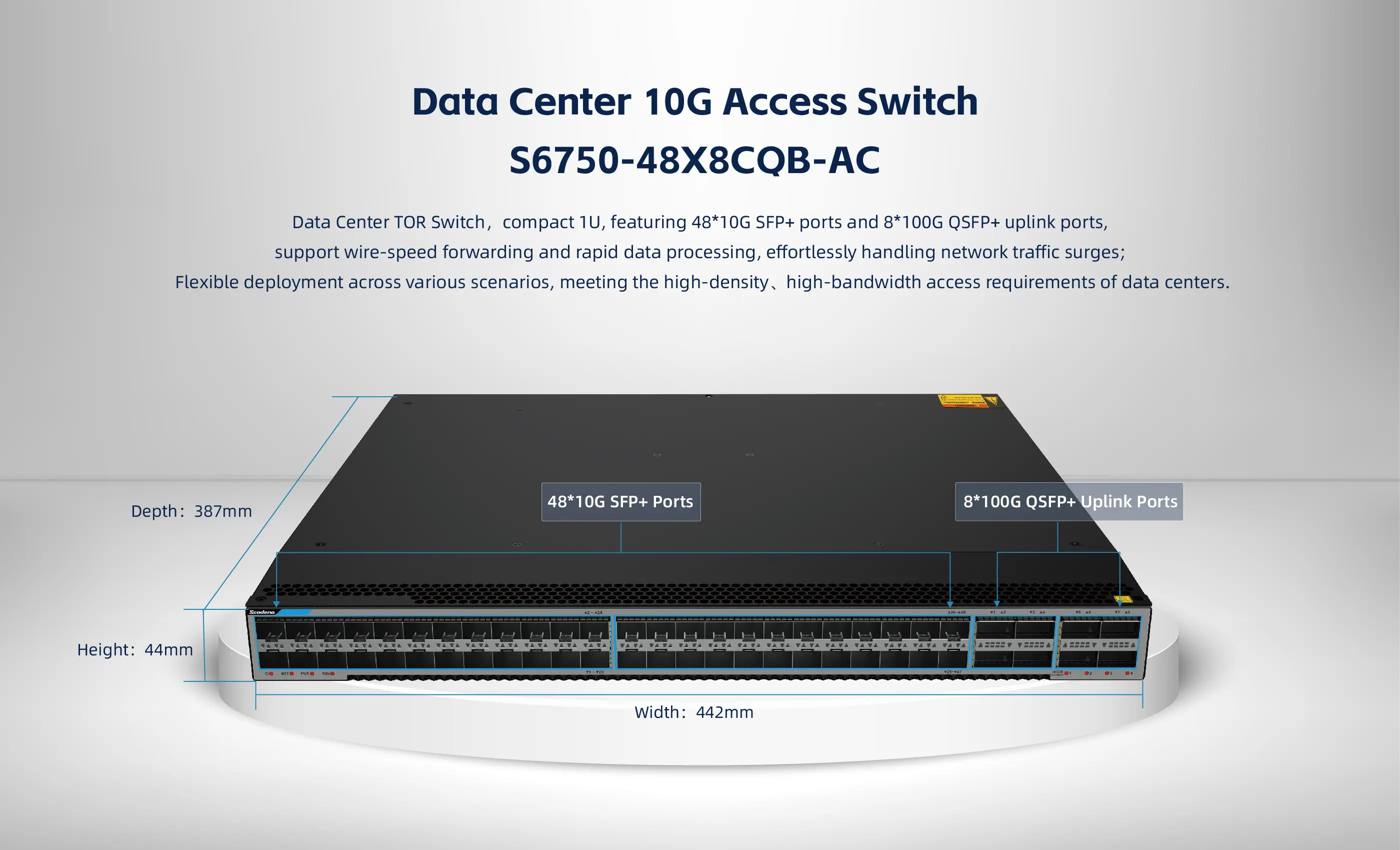 48x10GB SFP+ with 8x100G SFP28 Data center Switch(Broadcom)
